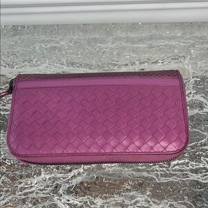 Bottega Veneta Purple Woven Leather Women's Wallet with snakeskin accent
